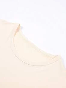 Disney Authorized Women's Casual Short Sleeve T-Shirt,  Sketch Line Art Print, Minimalist Retro Literary Style, Breathable Comfortable Fabric, Machine Washable, All-Match For Commute & Daily Wear - Màu be - Xem 3