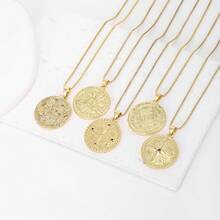 1件白色锆石18K镀金铜几何吊坠项链，奢华珠宝，简约设计，优雅女士礼物 - 金色 - 查看 1