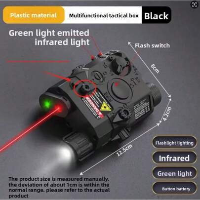 Linterna con caja láser multifuncional PEQ15: se adapta a riel de 20 mm, para pistolas de juguete Airsoft, caza, CS y juego, indicador JG1R
