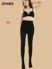 1/2pcs Women's Opaque Thermal Lined Elastic Tight Leggings, Fashionable Thick Stirrup Tights For Autumn/Winter - Multicolor - View 13