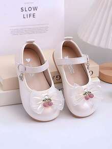 1 Pair Girls' Low Vamp Princess Leather Shoes, Slip-On, Anti-Slip, Soft Sole, Wear-Resistant, Retro Mary Jane Style, Breathable, Casual, Versatile, Suitable For Spring, Summer, Autumn - White - View 4