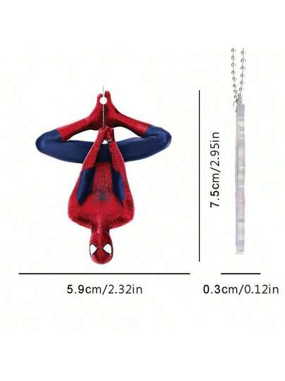  2pcs/Set Spider Man Inverted Design Car Pendant, Movie And Television Restoration, Car Rearview Mirror Decoration, Marvel Peripheral Ornaments New Year's Gift, Valentine's Day Gift, Easter Gift