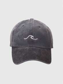 1pc New Washed Baseball Cap With Simple Wave Pattern Embroidery, Unisex, Suitable For Couples And Students, Versatile Dad Hat - Waves - View 14