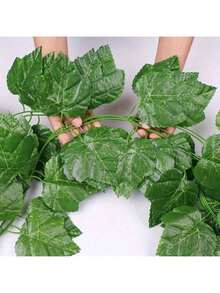 4/12 2.4米大叶人造常春藤藤蔓墙挂式花园垂直花环仿真植物叶子家居装饰塑料藤蔓，适用于婚礼、生日、派对、情人节、礼物、毕业典礼、日常家具装饰、花园藤蔓房间装饰 - 4Pcs - 查看 8