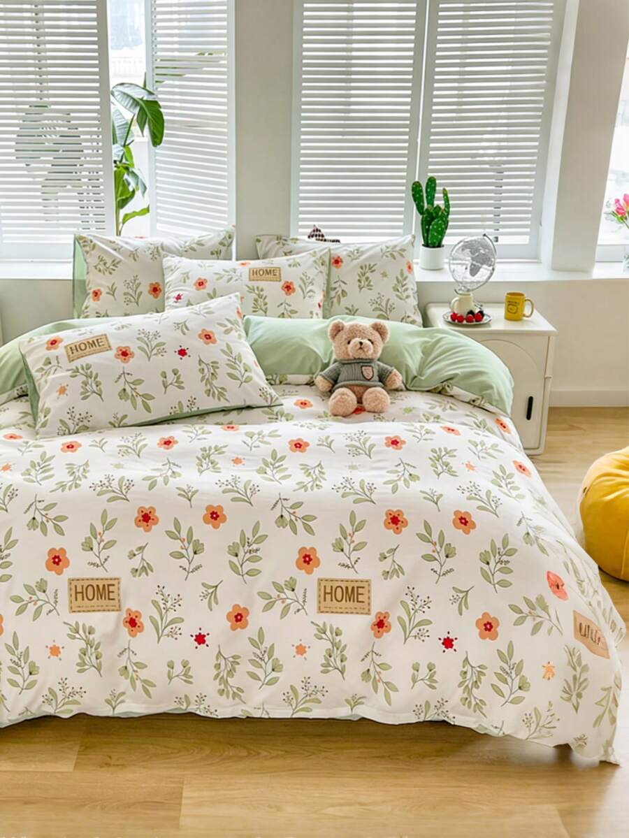 Bộ 3 món họa tiết hoa cam và lá xanh mộc mạc, chất liệu microfiber mềm mại, họa tiết lô hội (1 vỏ chăn + 2 vỏ gối, không bao gồm chăn bông và ruột gối), nhiều kích cỡ, mềm mại và thoải mái, phù hợp cho ký túc xá, phòng ngủ gia đình, khách sạn, mọi mùa, có khóa kéo, cỡ Twin/Full/Queen/King.