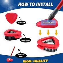 2 Paquetes de Repuestos de Cabezal de Trapeador Compatibles con el Sistema de 2 Tanques O-Cedar RinseClean, Cepillo de Limpieza de Cerdas Duras para Limpiador de Azulejos y Ducha, Cepillo Fregador con Base de Trapeador - Rojo - Ver 3