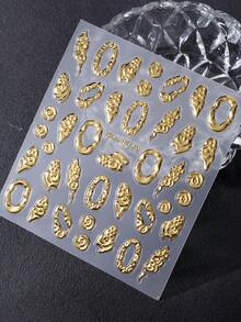 2 miếng dán móng tay họa tiết hình học lấp lánh vàng bạc 5D, decal móng tay kim loại tự dính, phụ kiện trang trí móng tay cho salon, đồ dùng DIY. - Nhiều màu - Xem 11