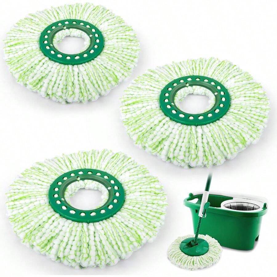 3 Pack Mop Libman Tornado, Spin Mop Replacement Head Compatible With Libman, Easy To Replace, Washable, Green And White (NOT For Old Version) - A-2PCS - View 1
