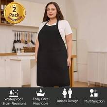 2 chiếc tạp dề đầu bếp cỡ lớn, tạp dề chuyên nghiệp unisex có 2 túi, thích hợp cho nấu ăn, làm việc, làm bánh. - Nhiều màu - Xem 3