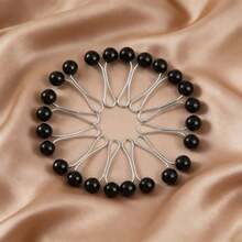 12个装女士头巾/围巾夹，穆斯林珍珠围巾夹和挂钩，头巾配件 - 黑色 - 查看 2