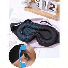 1PC Solid Color Eye Mask, Simple Black Sleep Mask, Suitable For Family, Travel, Bedroom, Travel, Office, School, And Back To School Supplies - Black - 查看 3