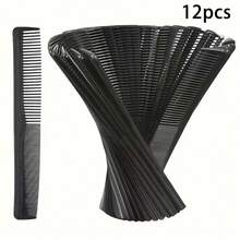 12-Piece Professional Anti-Static Haircutting Combs - Double-Sided Styling And Combing Tools, Suitable For Salon, Hairdresser, And Home Use, Durable ABS Plastic. - Black - View 7