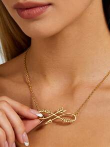 Infinity Twisted Cupid's Arrow Custom Two Names Necklace For Women Personalized Couple Names Stainless Steel Necklaces Customized Jewelry Birthday Gifts - Multicolor - View 8