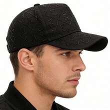1pc Solid Color Luxury Rhinestone Letter Baseball Cap, Sparkling Texture, Suitable For Casual, Outdoor Sun Protection, Made Of Polyester Fiber, Suitable For All Seasons, Holiday Gift,Summer,Beach - Black - View 3