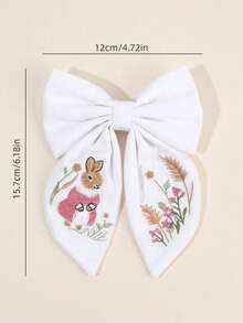 1个可爱复活节兔子蝴蝶结发夹，白色布艺兔子刺绣发饰，燕尾发饰，适合女孩、青少年、朋友、节日、派对、礼物 - 彩色 - 查看 7