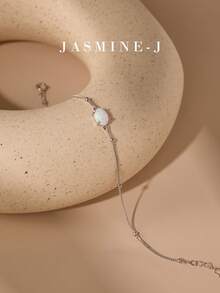 1pc S925 Sterling Silver Bracelet, Gold Bracelet, Opal Bracelet, Exquisite Opal Jewelry, Simple Gold Bead Chain, October Birthstone, Elegant Mother's Bracelet, Christmas Gift, Charming Jewelry. - Multicolor - View 8