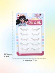 5对棕色尖头隐形睫毛，动漫风格自然纤细假睫毛，手工制作，打造精致娃娃般大眼睛效果 - 查看 9