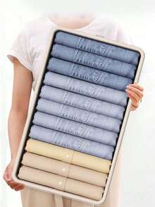 1/2 pièces Boîtes de rangement pliables en tissu avec fenêtre, bacs de rangement pour armoire pour vêtements, jeans, jouets et divers pour le salon, grands contenants de rangement en tissu pour la maison - Blanc - Voir 4