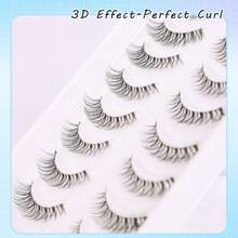 10 Pairs Fluffy Soft 3D Mink Fur False Eyelashes, Eyelash Extension Strips Suitable For Wedding, Party, Daily, Work, Natural & Realistic, Handmade, Elongated Lashes, Full Style Fake Eyelashes, Makeup Beauty Tool - Black - View 9