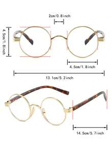 1 Pair Women's Gold Metal Frame Vintage Leopard Print Leg Casual Glasses - Gold - View 4