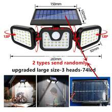 Solar Powered Outdoor Lights With Motion Sensor, 3 Head Security Lights, Solar Powered, 74/100 LED/Mini Floodlight With Motion Activated Spotlight, Suitable For Garage, Patio Entrance, Porch, IP65 Waterproof, Garden Home Decor - Solar Wall Lamp - View 11