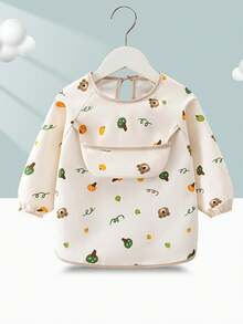 1pc Cartoon Cute Portable Bib, Baby Long Sleeve Bib, Soft Waterproof Full Body Bib With Pocket For Feeding, Playing, Painting, Stain Resistant - Multicolor - View 13