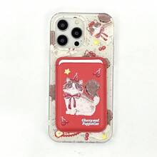 1件装油画樱花猫PU皮革卡槽手机壳，超薄钱包式卡套，兼容MagSafe，防震保护后盖，兼容 15/14/13/12/11 Pro Max Plus、Galaxy - 彩色 - 查看 8