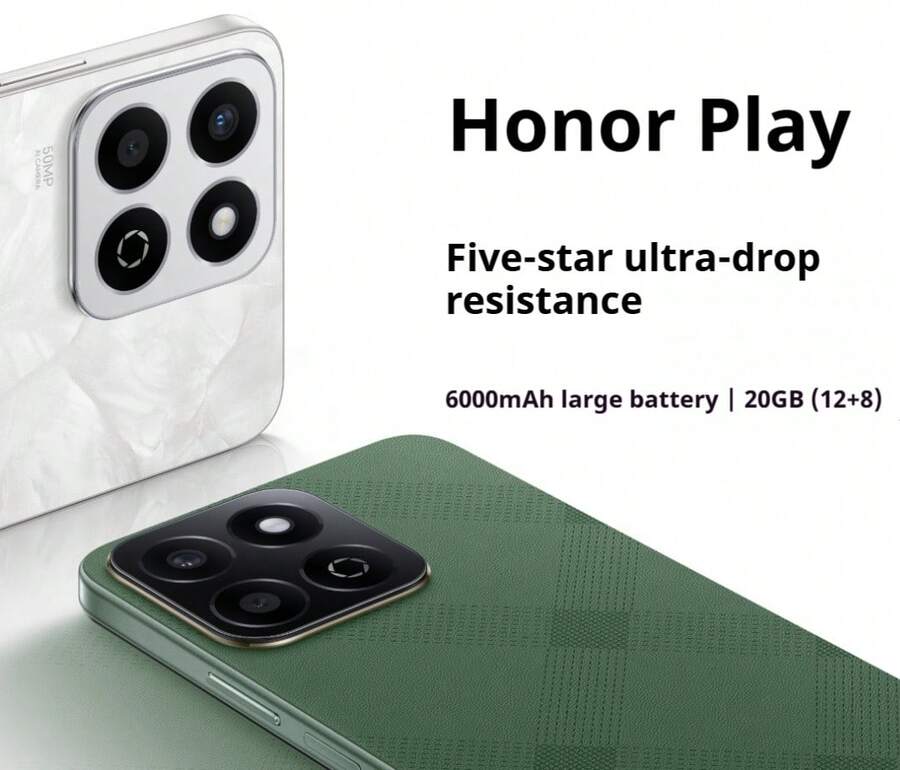 Honor 荣耀Play 60 Plus 12+256GB 解锁版 5G 智能手机 | 6000mAh 超长续航电池 | 五星级防震机身 | 12+256GB 大容量存储 | 双扬声器音量提升 300% | 5G 网络连接,专为学生和老年人打造 - 多色 - 查看 1