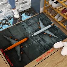 1pc Airplane Pattern Printed Silica Gel Bathroom Mat, Washable Rectangular Carpet For Living Room, Bedroom, Hallway, Bathroom, Laundry Room - Polyester Rug, Suitable For Indoor And Outdoor Home Decor - Multicolor - View 13