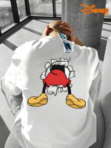 Disney Men's Casual T-Shirt, Breakthrough Mickey Double-Sided Print, Playful 3D Design, Relaxed Fit, Perfect For Fun Style - 白色 - 查看 3
