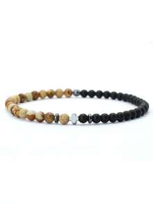 diffone 时尚手工4毫米小珠手链，黑色赤铁矿十字架，男士复古首饰 - 黑膽石十字架手鍊 - 查看 17