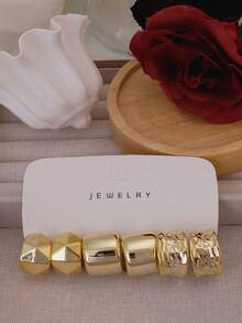 6件套时尚简约创意个性化C形奢华CCB耳环，欧美跨境新款 - 金色 - 查看 3