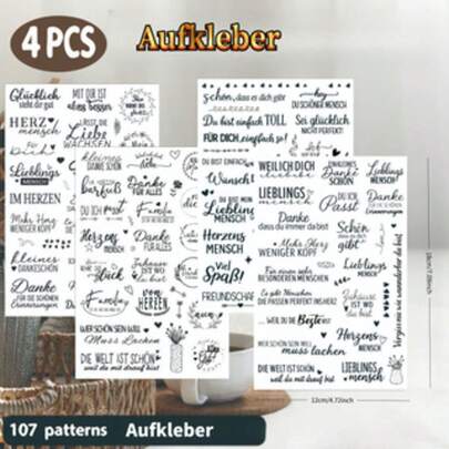 Deutscher Aufkleber-Set, deutsche Zitat-Etiketten, geeignet für Scrapbooking, Tagebuch, Hochzeitsgeschenk-Dekoration Aufkleber Sammelalbum-Zubehör Schreibwaren Lustige Aufkleber Kindle
