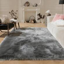 1 tấm thảm lông xù màu trắng, thảm lông xù màu đỏ, thảm lông xù màu đen, thảm lông xù màu kaki, thảm lông xù màu hồng, thảm lông giả màu trắng - Thảm lông giả mềm mại, bông xốp - Thảm hình chữ nhật lớn, bền, có thể giặt được, thích hợp cho phòng khách và phòng ngủ, thảm trang trí, trang trí phòng ngủ, thảm nhỏ, thảm trải sàn, trang trí nhà cửa, thảm phòng khách, thảm nhỏ phòng khách, thảm phòng ngủ, trang trí nhà cửa phòng khách, thảm ngoài trời, thảm có thể giặt được - Xám - Xem 3