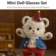 15Pcs Doll Glasses Mini Wire Circle Glass Eyes For Dolls Miniature Sunglasses And Crafting Supplies Tiny Eyeglasses Bulk For Doll Making DIY Crafts With Accessories For Costumes And Displays - As Pic - View 3