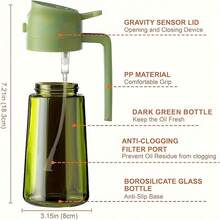 2Pcs Kitchen Glass Olive Oil Dispenser, 2-In-1 Oil Kettle And Cooking Sprayer, 16oz. High-Grade Glass Oil Bottle, Auto Flip Cap (Light Blocking) Cooking Oil Spray, Perfect Cooking Tool For Barbecue, Motorhome And Kitchen, Cooking Oil Bottle, Prep Tool - 查看 6