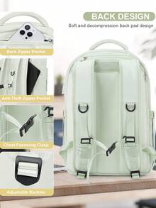 Vacuum Compression Laptop Backpack With USB Port, Fits 14-15.6 Notebook, Water Resistant, Airline Approved, Backpack For School, Work, Outdoor - Multicolor - View 8