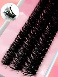 Waloshow 60片D型卷翘浓密假睫毛簇，80D/30D/40D可选，DIY睫毛嫁接单根睫毛簇，在家DIY睫毛嫁接，10/12/14毫米柔软轻盈假睫毛簇，混合包装 - D - 查看 3