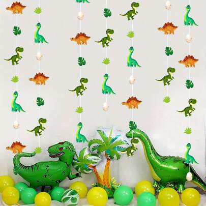 1 chiếc dây giấy hình khủng long trang trí treo tường - Phụ kiện tiệc sinh nhật chủ đề rừng rậm, thiết kế bằng giấy bền chắc để trang trí nhà cửa, không cần nguồn điện.