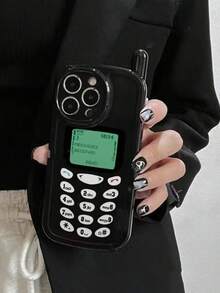 1pc Fashionable 3D Unique Big Boss Phone Case, Suitable For IPhone 17 Pro Max, 17 Pro, 17, 16, 15, 14, 13, 12 Pro Max, 11, Minimalist Retro Cute Shock-Proof Protective Cover, Novel Case - Black - View 2