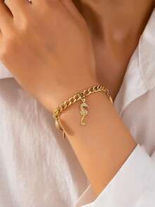 1 pieza Pulsera de moda con estrella de mar, concha y caballito de mar, estilo bohemio para vacaciones en la playa - Amarillo Oro - Ver 6