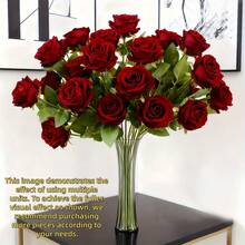 1pc/2pcs/5pcs Artificial Rose Flowers With Stems, Red Fake Flowers For DIY Wedding Centerpiece, Bridal Room And Aesthetic Decor, Suitable For Dining Table, Restaurant, Room, Home, Bathroom, Bedroom, House, Anniversary, Beautiful Gift, Office, Porch, Garden And Indoor/Outdoor Wedding Decoration, Suitable For Wedding Season, Anniversary, Mother's Day, Earth Day, Office Decor - Multicolor - View 6