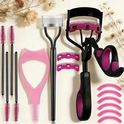 Professional Eyelash Curler Set With Comb, Stainless Steel Eyelash Separator, 3-In-1 Eyebrow Groomer, Eyelash Brush, Eyelash Curler Replacement Comb And Pads. Perfect Makeup Eye Tools. Ideal Gift For Family And Friends.