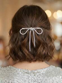 1件女士时尚优雅金/银/黑水晶蝴蝶结发夹，适合日常、节日、派对、婚礼、舞会等场合佩戴 - 彩色 - 查看 2