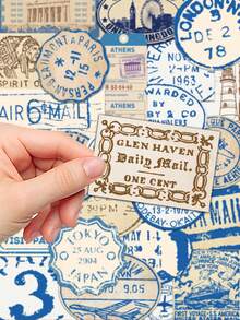 50pcs Vintage Journey Ticket Stub Stickers Retro Style Niche Handbook Phone Case Notebook Luggage Decorative Stickers - A - View 10