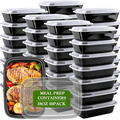 100PCS Meal Prep Containers, Thickened Food Storage Boxes With Lids, Reusable Plastic Lunch Boxes, Stackable, Microwave/Dishwasher/Refrigerator  (24 Oz),Kitchen Essentials,Kitchen,Food Storage Containers,Kitchen Storage