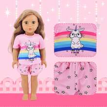 5pcs 18-Inch Doll Clothes Set, Including 18-Inch Doll Short Sleeve Top And Shorts (Doll Not Included), Soft & Breathable For Everyday Wear - Multicolor - View 4