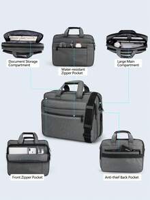 15.6-Inch Laptop Bag, Waterproof Computer Messenger Bag, Expandable Briefcase, Unisex, Travel, College, Business Laptop Bag - Multicolor - View 3