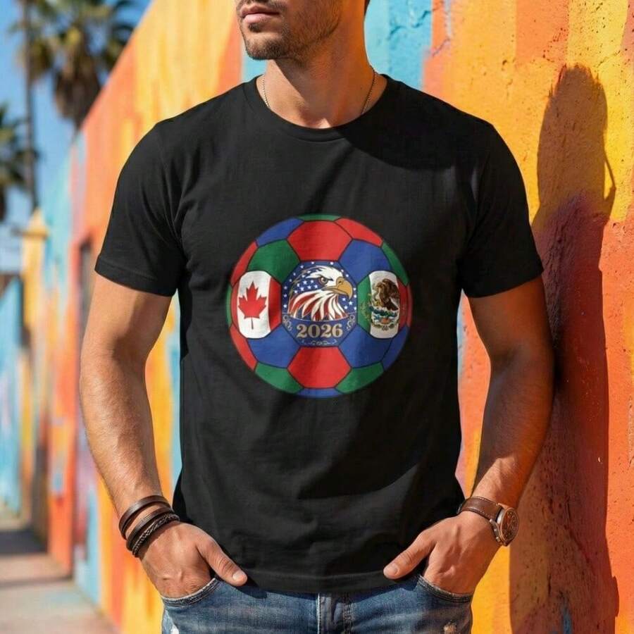2026 USA Canada Mexico Tee _ Soccer Fan Shirt - World Cup T-Shirt - 黑色 - 查看 1