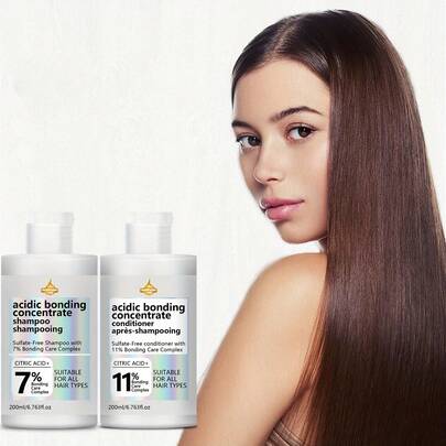 SUMIFANG 适用于干枯、受损、分叉发质的洗发水和护发素套装，酸性修护浓缩配方 | 适用于染后发质 | 适用于所有受损发质，清爽控油